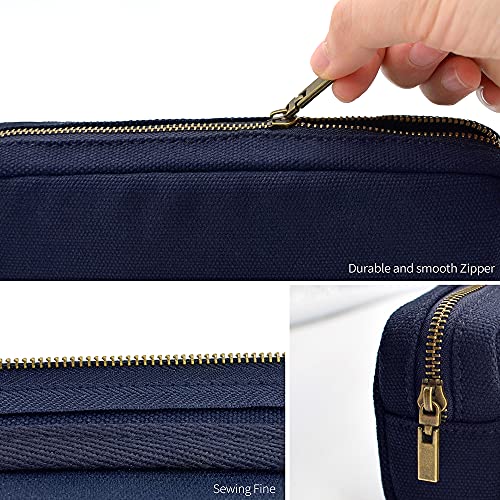 Image of Pencil Pen Case, Canvas Pencil Pouch Big Capacity Pen Bag with Zipper Durable Stationary Storage Bag for Adult Students Officers