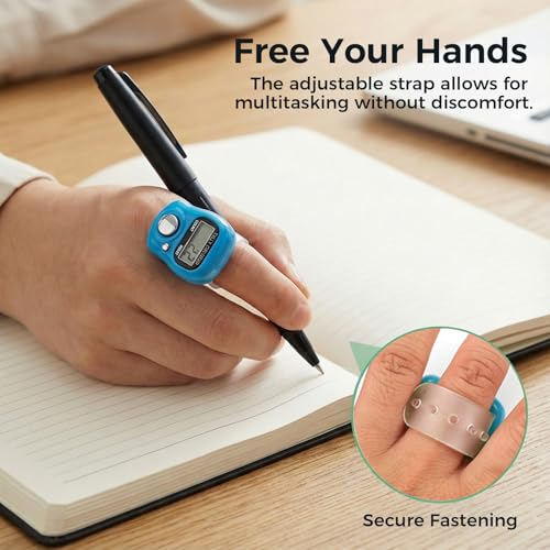 NYVOR 2 Stück Elektronische Fingerzähler, Digitale Mini-Zähler aus Kunststoff, Leicht Tragbar Rücksetzbar Maschenzähler zum Stricken, geeignet zum Zählen bei zum Häkeln Häkel Zubehör Zikirmatik