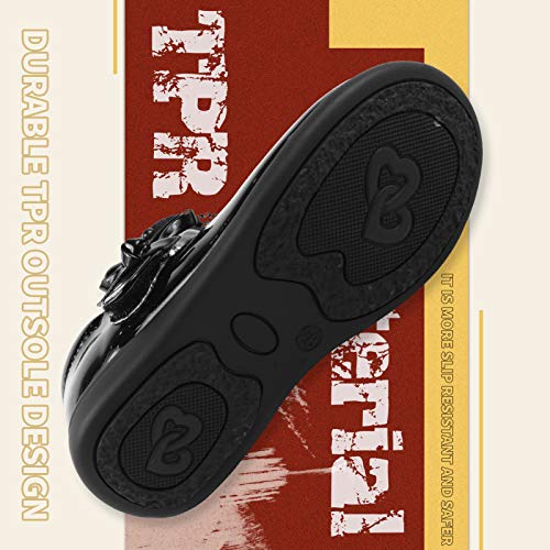 Apawwa Girls Dress Shoes With Anti-Scratch Leather Princess Party Girls Shoes White Pink And Black Schools Shoes Girls Mary Jane Ballerina Flat Shoes Size 5 Toddler To Size 3.5 Big Girls #TOP6