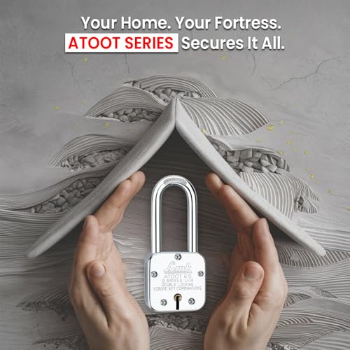 Image of Link Atoot 65mm Long Shackle Padlocks 5Pcs Set | 1 Crore Key Combinations | Steel Body | Hardened Shackle | 9 Brass Lever | Made in India | 3 Keys for Each Padlock