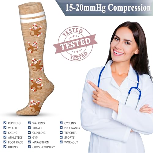 Image of QUXIANG Copper Compression Socks for Women & Men Circulation (8 Pairs) - Best for Running Athletic Cycling - 15-20 mmHg