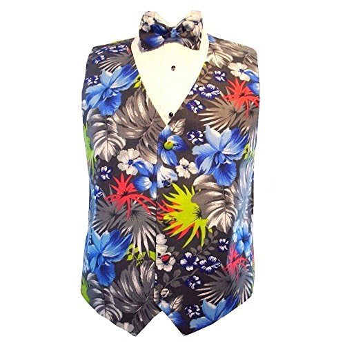 Aloha Hawaiian Floral Tuxedo Vest and Bow Tie
