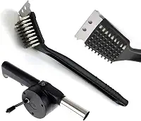 Kit Escova de Aço + Soprador e Acendedor para Churrasqueira