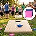 Pivotik 8pcs Cornhole Bean Bags for Tossing, Mini Canvas Cornhole Bean Bags, 2 Styles Small Corn Hole Supplies for Party Toss Game Outdoor Activities- Blue & Pink