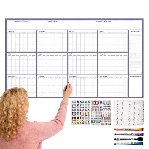 Gran cuadricula borrado en seco en calendario 2026 de pared para evitar olvidos de citas