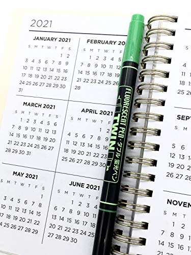 Planahead See It Bigger Small, Pocket Size April 2023 - June 2024 Monthly/Weekly Planner Approx. 4" X 6" And Twin Fluorescent Pen #TOP7
