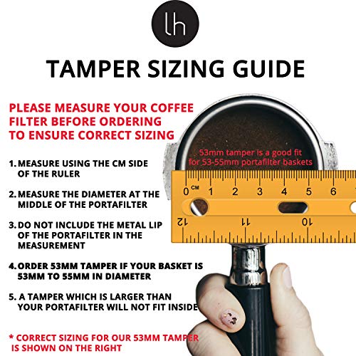 Image of LuxHaus 53mm Calibrated Coffee Tamper for Espresso Machine with Spring Loaded 100% Flat Stainless Steel Base