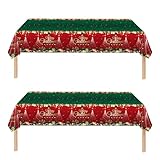 Type de produit : Maison Lot de 2 Grandes Nappes de Noël, 137 x 274 cm, Rouges et Vertes, Jetables Rectangulaires en Plastique pour Fête, Vacances d\'Hiver, Décorations de Table