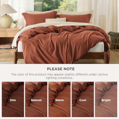 Image of Bedsure Duvet Cover Full Size, Double Brushed Bedding Set, Burnt Orange | For Kids & Adults, 80 inchx90 inch Comforter Cover, Hotel Luxury, All Season, Breathable, Easy Care, Lightweight, Zipper Closure