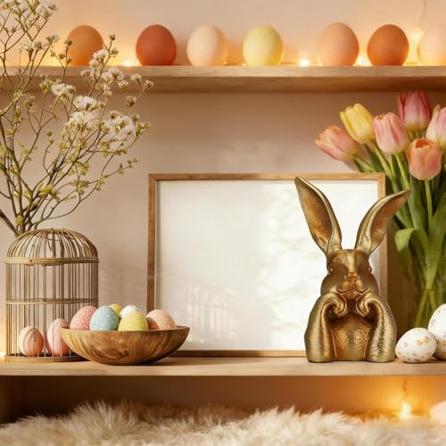 Lapin de Pâques doré figurine incassable pour décoration de table - 4
