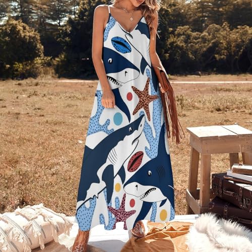 Robe longue requin étoile de mer sans manches légère et fluide - 2