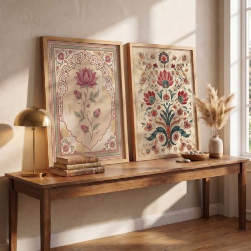 Image of HOTHOUSE Madhubani Art Wall Painting Traditional Home Decoration With Frame For Living Room Bed Room Hotel Wall Decor Digital Reprint Set of 2 (13X17 inch)