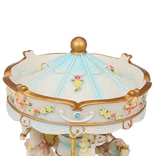 Docooler Mini Carousel Clockwork Music Box Colorful LED Merry-go-round Musical Box Gift for Girlfriend Kids Children Christmas Festival Blue - Image 3