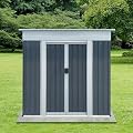 Dyncan Outdoor Storage Shed 6FTx4FT with Pent Roof and Steel Frame, Resists Corrosion, for Garden & Outdoor Use, Grey