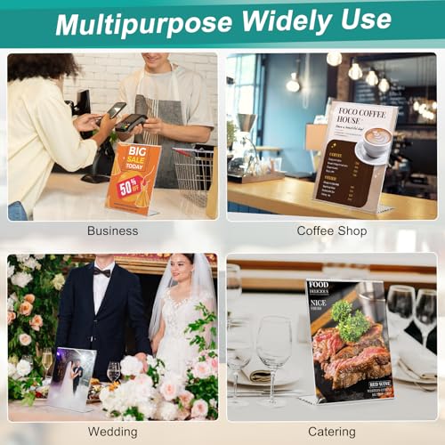 Samamoca 3 Stück A4 Tischaufsteller, Glasklarer L-Ständer Hochformat Acryl A4 Werbeaufsteller,Acryl Schilderhalter für Fotos,Cafés,Restaurants,Ausstellungen,Büros,Transparenter L Form Ständer