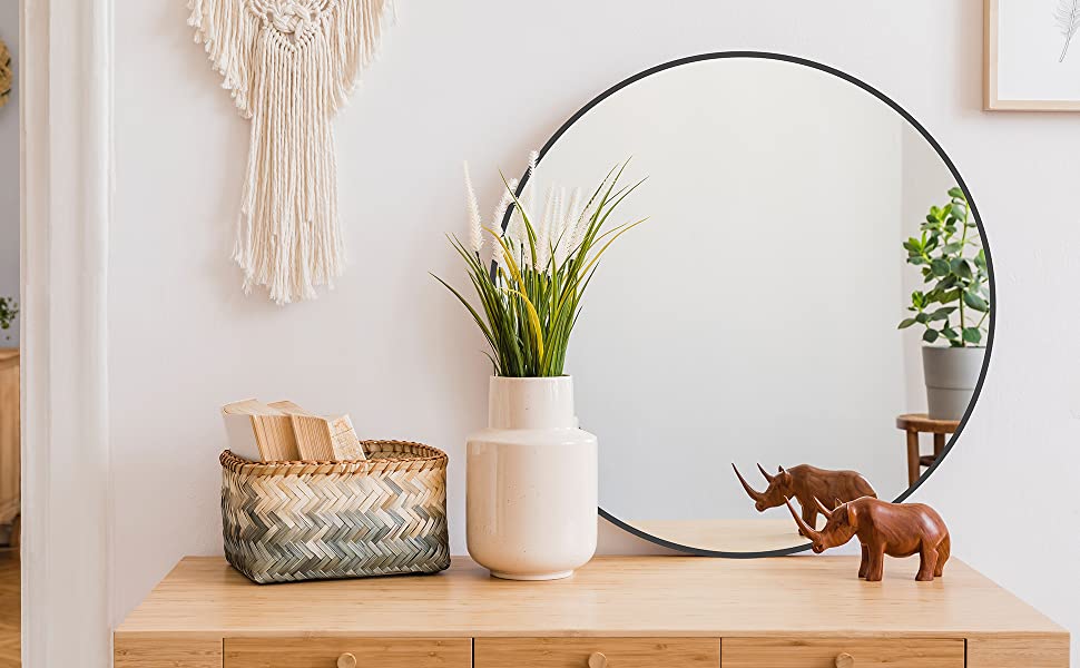 バスルームミラー ラウンドバスルームミラー 壁掛け ブラック