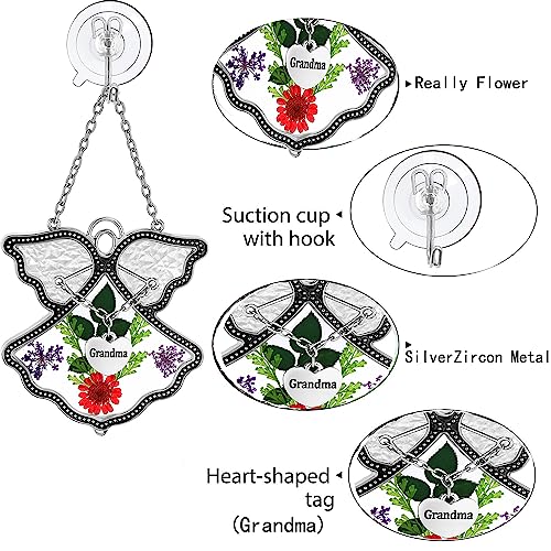 Ky&Bosam Suncatchers Angel Grandma Sun Catcher Gifts For Grandma Stain Glass Hanging For Window Crystal & Metal Maker For Garden Christmas Tree Wedding Party Patio Backyard Outdoor Home Decoration #TOP3