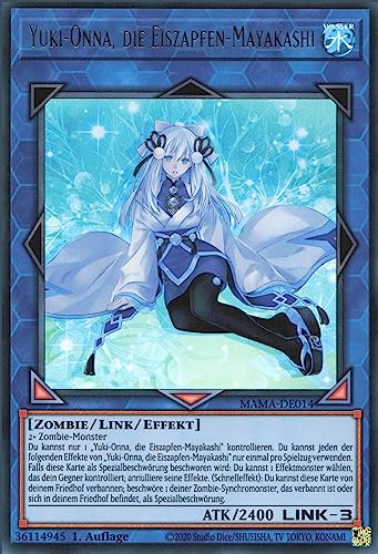 Yuki-Onna, die Eiszapfen-Mayakashi MAMA-DE014 Ultra Rare Deutsch Boosterfrisch 1. Auflage - Magnificent Mavens - mit ReCollectibles-Versandschutz - für Yu-Gi-Oh!
