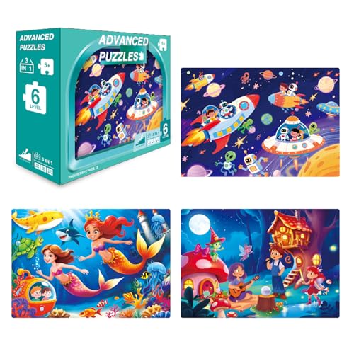 Advanced Children's Puzzle Set; Educational Puzzles for Kids Aged 5-9; Progressive Learning Puzzle Set, 108/120/135 Pieces; Suitable for Boys and Girls as Children's Gifts - CPC Certified