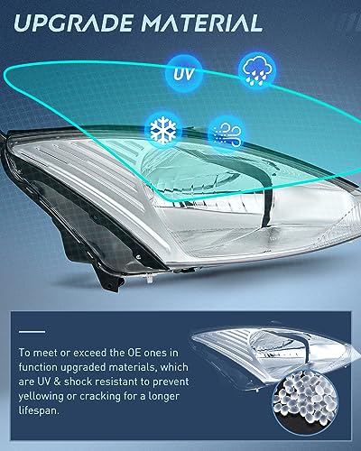 Image of Nilight Headlight Assembly Compatible with 2000 2001 2002 2003 2004 Ford Focus Headlamps Replacement Chrome Housing Clear Reflector Upgraded Lens Driver and Passenger Side