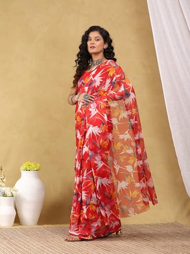 Image of Garden Vareli Floral Print Nara Chiffon Saree 73475