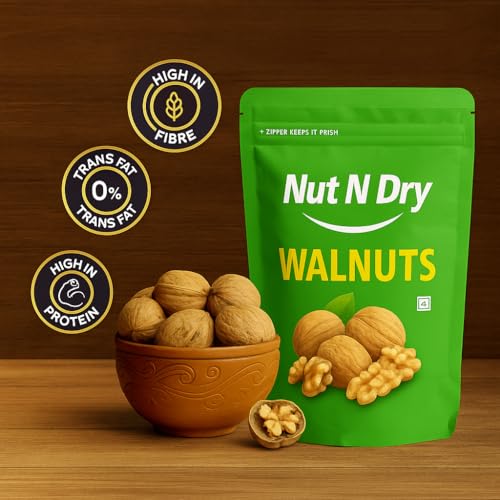Image of Nut N Dry Premium Kashmiri Walnuts 1kg | Inshell walnuts | Natural & Crunchy Dry Fruits | Derect from kashmir | walnut with shell | akhrot with shell | (1kg Family Pack)