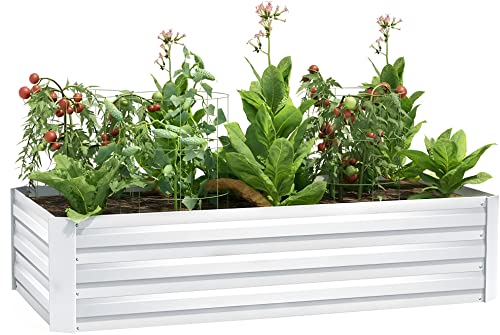 SASONCO Kit de cama elevada para jardín, frutas, verduras, flores, jardinera, cama elevada, jardinera galvanizada, cajas elevadas de jardín al aire libre, ovalada, grande para frutas, verduras, flores