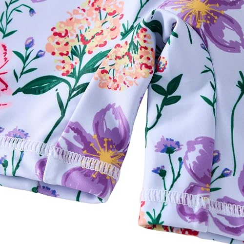Image of Girls Swimsuit Long Sleeve Rash Guards Swim Suit 4-12Y