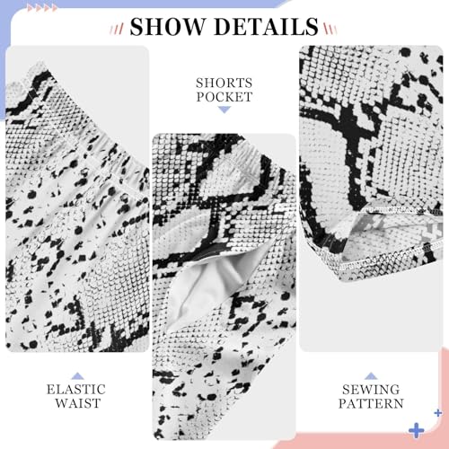 ZZXXB White Snake Print Boys Long Pants Soft Trousers Elastic Waist Kids Lounge Bottoms with Pockets S-XL4