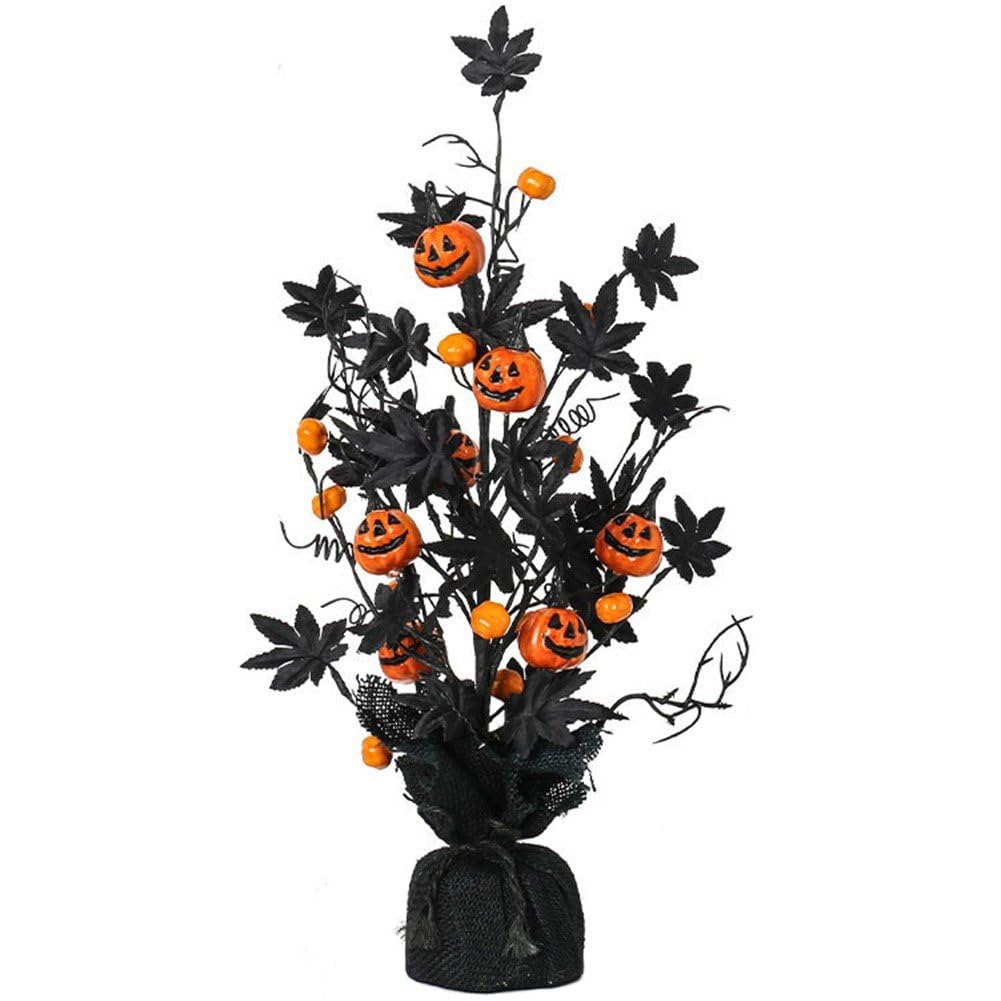 Árbol de calabaza de Halloween artificial de 17.5" para decorar sin ensuciar la mesa