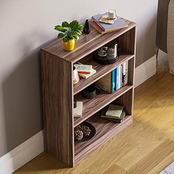 Vida Designs Cambridge — 3-ярусный низкий книжный стеллаж из орехового дерева, для офиса и гостиной, мебель