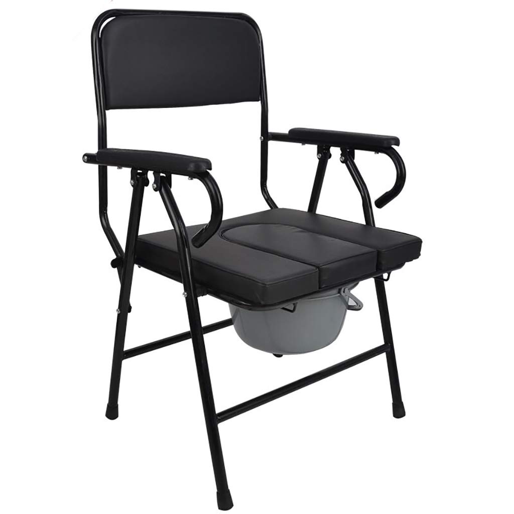 Bedside Commode Chair, Bath Shower Toilet Seat Mobility Multi Function Medical Aid Elderly & Handicap Medical Chair Rehab Chair Professional (Black)