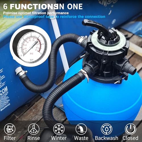 13\" Sand Filter Pump for Above Ground Pool with Timer, Swimming Pumps System & Filters for Pools Up to 13000GAL
