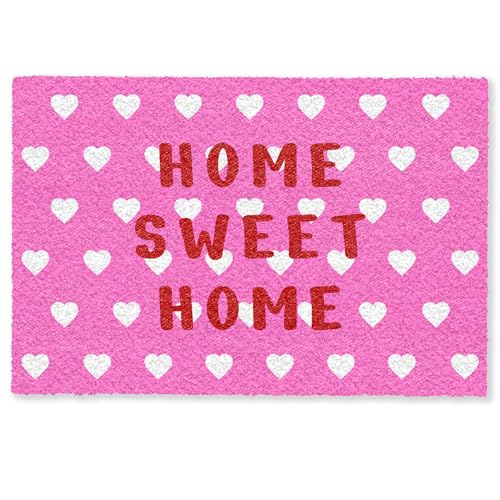 MuchoWow© Fußmatte 40x60 cm innen Sauberlaufmatte Fußabstreifer Türvorleger Schmutzfänger Fusmatte Indoor Matten Wohnungstür Schuhabstreifer Home - Herzen - Rosa