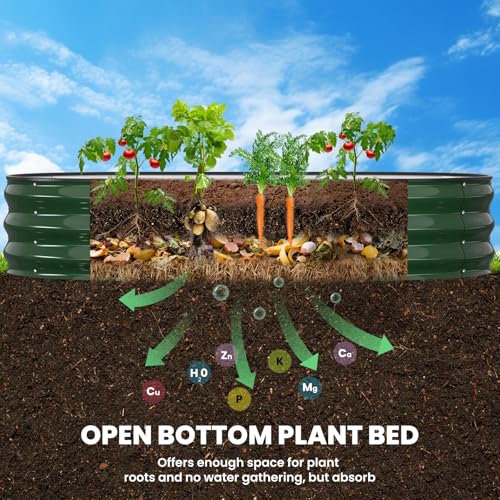 Image of Pattiumo Galvanized Raised Garden Bed 6x3x1 FT, Oval Metal Raised Garden Bed Outdoor Planter Box with Open Bottom, Rust-Resistant Steel Garden Bed for Vegetables Herbs Flowers, Easy Assembly