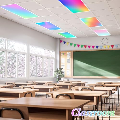 Image of VIHOSE 6 Pcs Fluorescent Light Covers for Ceiling Lights Classroom Magnetic Light Covers Classroom Filters Office School Drop Ceiling, 4 x 2 ft(Neon)