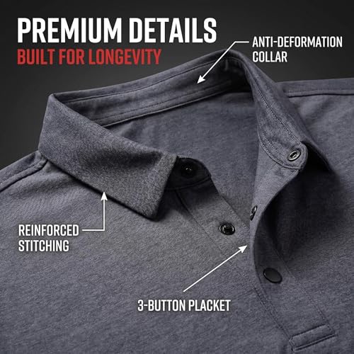 Camiseta polo para hombre, ajuste slim, manga corta, secado rápido, ideal para golf, tecnología anti-transpiración miniatura 5