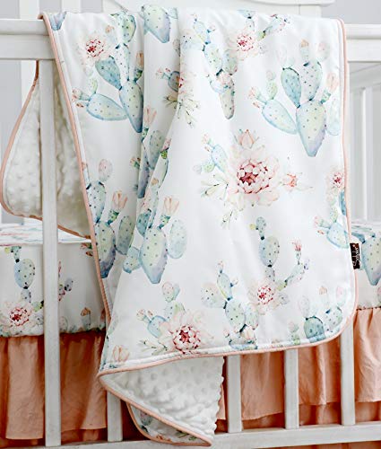 Image of Sahaler Succulents Cactus Floral Baby Minky Blanket Baby Girl Crib Comforter Toddle Quilt 34x42inch (Watercolor Cactus)