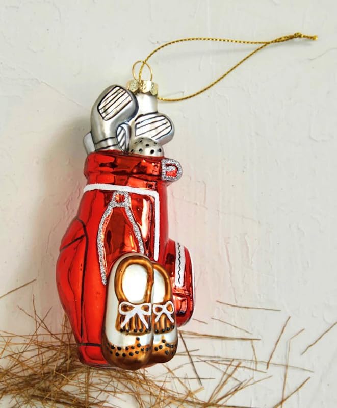 The Bridge Collection 5" Glittery Glass Golf Bag Ornament - Golfing Hanging Golf Clubs & Bag Christmas Ornament for Golfers - Image 4