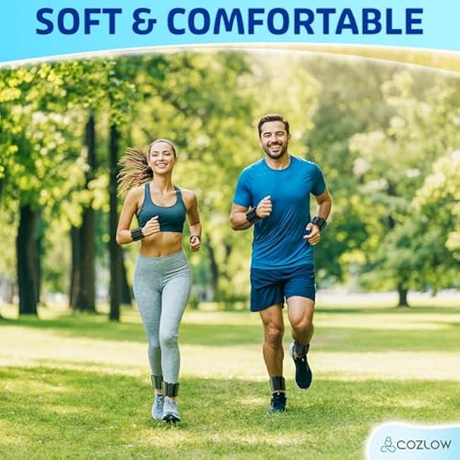 Cozlow - Ankle & Wrist Weights - for Men & Women - 1 Pair - Adjustable Silicone Workout Bands for Fitness & Strength Training - Wearable Leg & Cuff Weight Straps for Yoga & Dance