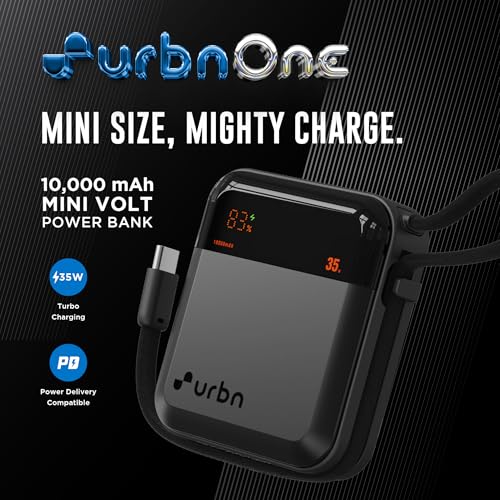 URBN 10000 mAh 35W Mini Volt Power Bank | Dual Output | PD + QC Compatible | Two-Way Fast Charge | Pass-Through Charging | for MacBook Air, iPhone, Samsung, Android & More (Grey) view 2