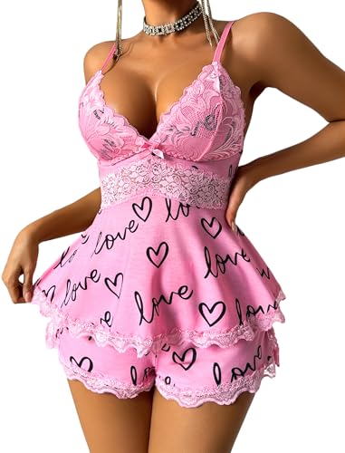 Image of Avidlove Womens Sweetness Cami Set Lace Camisole Lingerie Nightwear Sexy Pajamas Lounge Sets