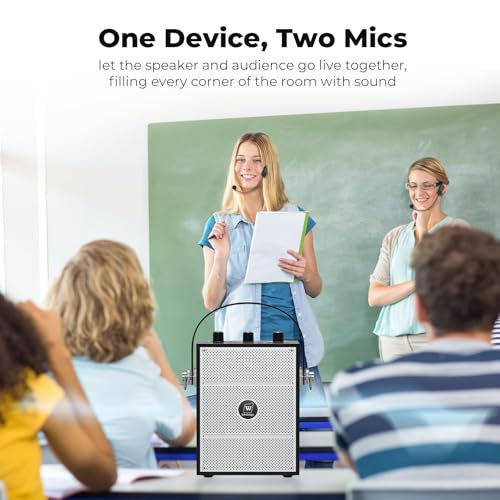 Image of 50W Voice Amplifier with 2 Mics,Microphone with Speaker | Portable Sound System with Microphone,Bluetooth Speaker Megaphone for Teachers, Classroom, Outdoor, Events -S98Plus