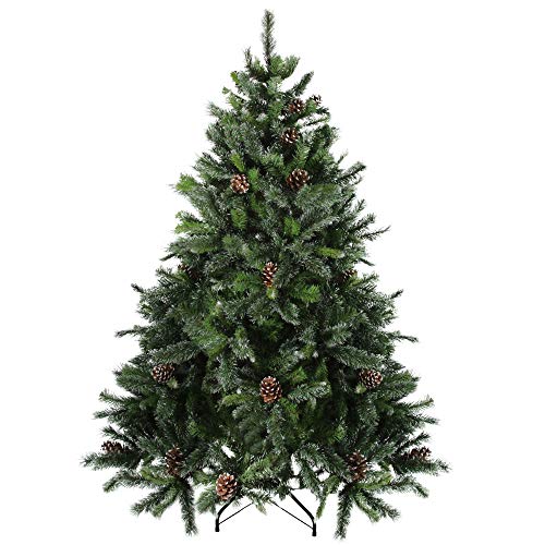 6.5' Full Snowy Delta Pine With Pine Cones Artificial Christmas Tree, Unlit #TOP13