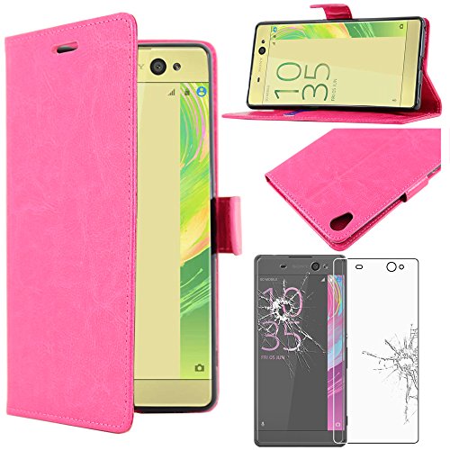 ebestStar - Coque Compatible avec Sony Xperia XA Ultra, XA Ultra Dual Etui PU Cuir Housse Portefeuille Porte-Cartes Support Stand, Rose + Film écran Verre Trempé...