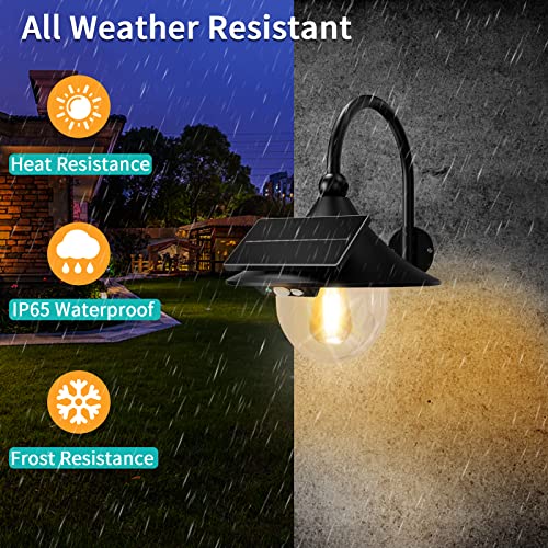 Yomisga Solar Barn Light Solar Sconce Lights Outdoor Vintage Solar Wall Lights With 3 Lighting Modes & Motion Sensor, Waterproof Solar Wall Lantern For Exterior Home Farmhouse Shed Garage Porch… #TOP3