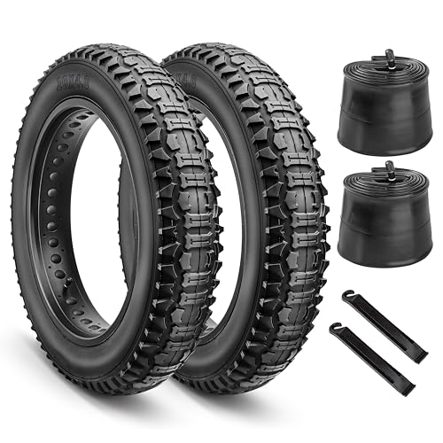20x4.0 Fat Bike Tires Set: Hycline 2-Pack 20x4 Inch Heavy Duty Folding Electric Fat Tires Replacement, Puncture-Resistant All-Terrain Mountain Bike Tires with Inner Tubes and Tire Levers