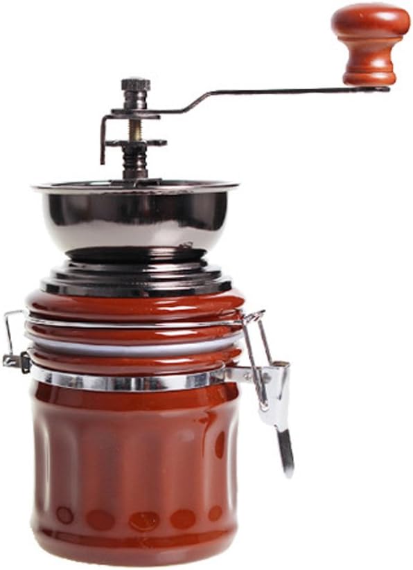 Manual Ceramic Core Coffee Grinder with Hand Crank, Ceramic Body and Heavy Duty Steel Adjustable for Coarse to Fine Grind, Brown