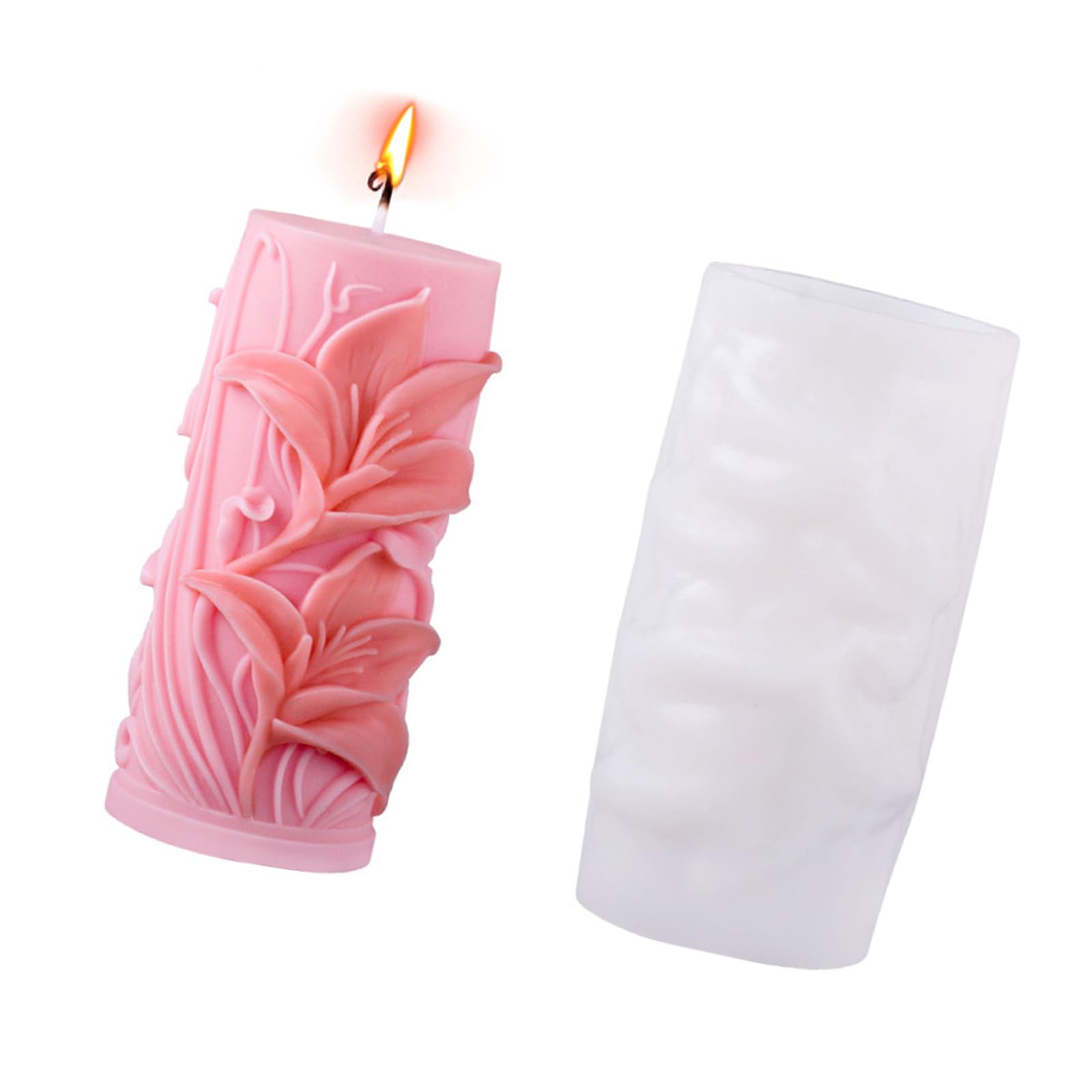 Buxuaaaa Flowers Pillar Silicones Ornament Molds Cylinder Molds Casting Epoxy Resin Craft Supplies Flowers Pillar