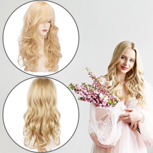 Bionde Ondulate Lunghe con Frangi, 60cm Parrucche